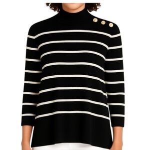 KATE SPADE Broome Street Striped Swing Mock Neck Sweater